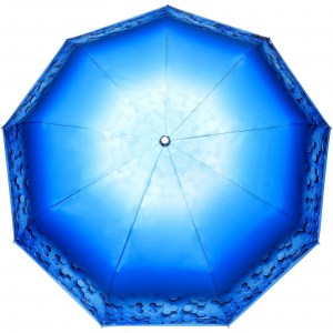 Стильный синий зонт, Три Слона женский, полный автомат, 3 сл.,арт.3993-1